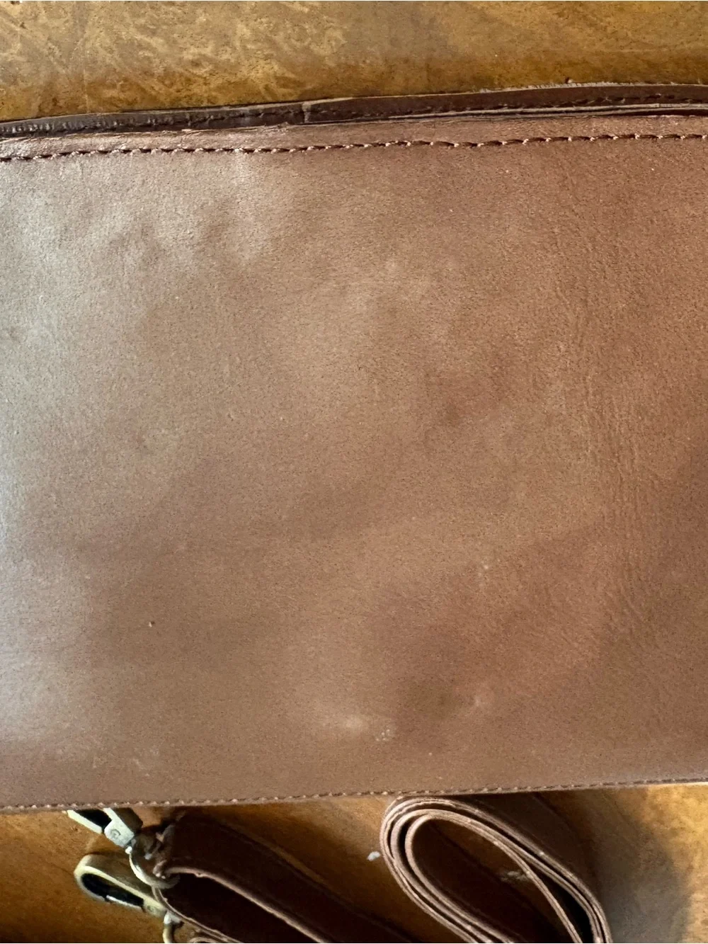 Cowhide Crossbody Bag Real Leather Brown & white New
